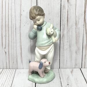 1987 NAO by LLADRO “Hello Mommy” Boy on the Phone and Dog Figurine Hand Made Vtg
